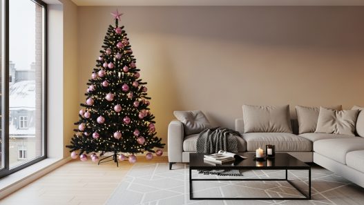 pink and black christmas tree ideas