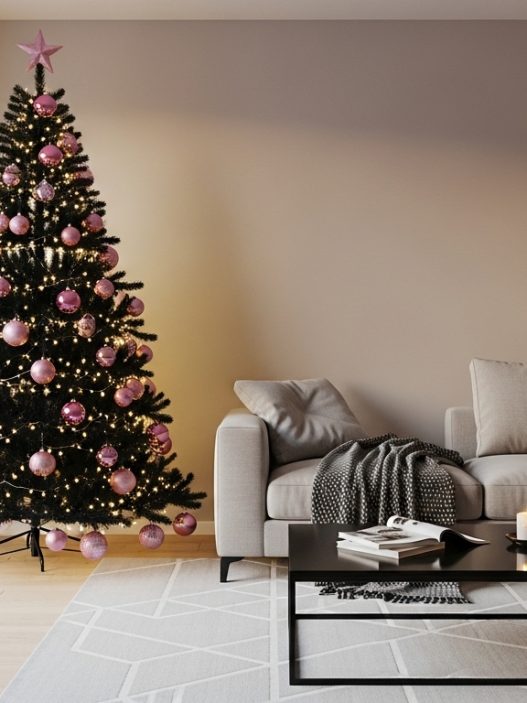 pink and black christmas tree ideas