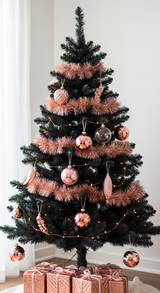 Rose gold styled Christmas tree