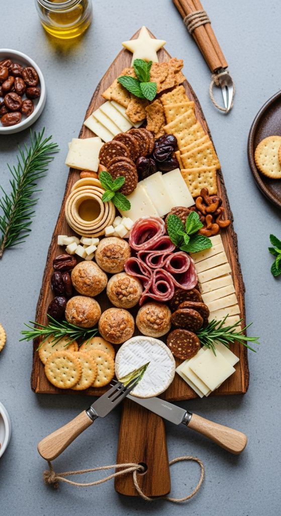 rustic style christmas style charcuterie board