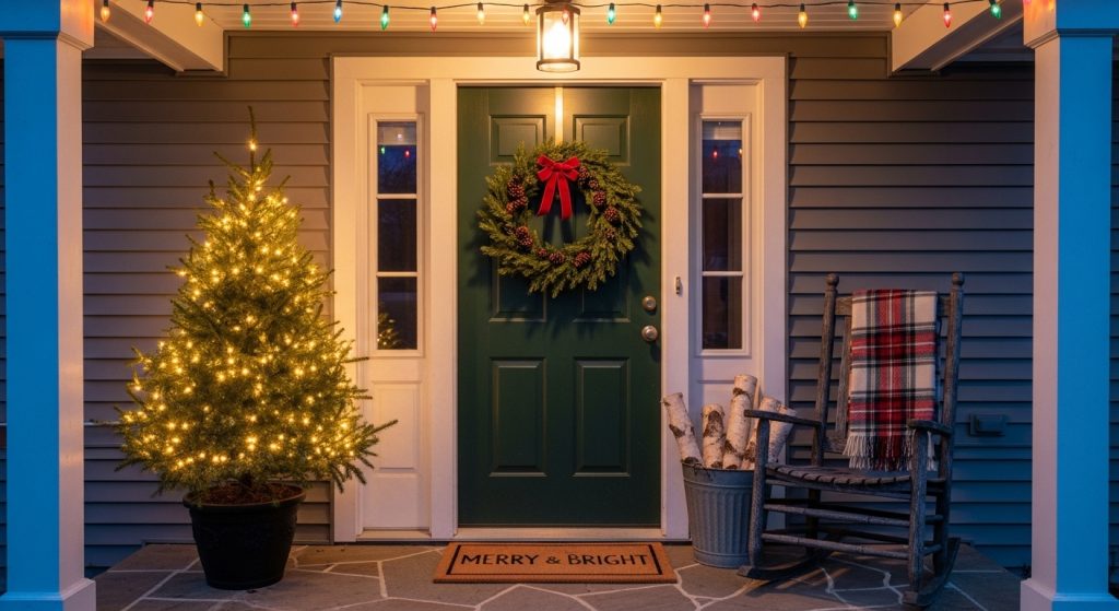 simple christmas front porch decor ideas