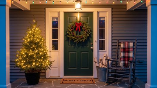 simple christmas front porch decor ideas