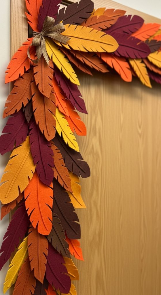 Felt feather door frame office door decor thanksgiving decor