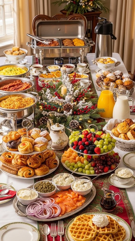 Christmas breakfast selection with sweet and savoury options