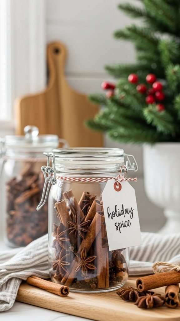 Mason jar filled with cinnamon sticks 