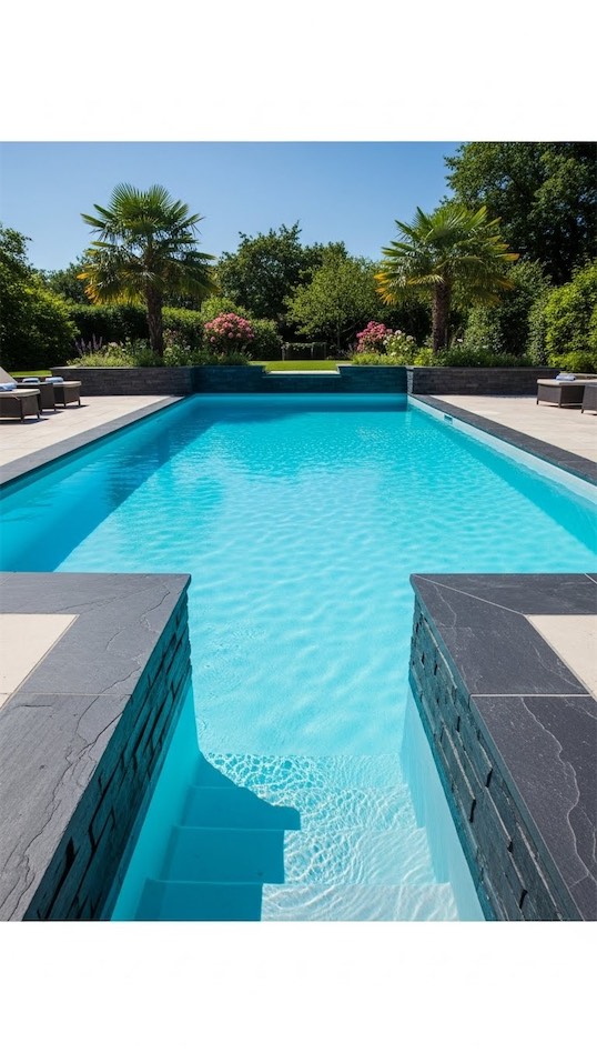 dark pool coping around a modern backyard pool