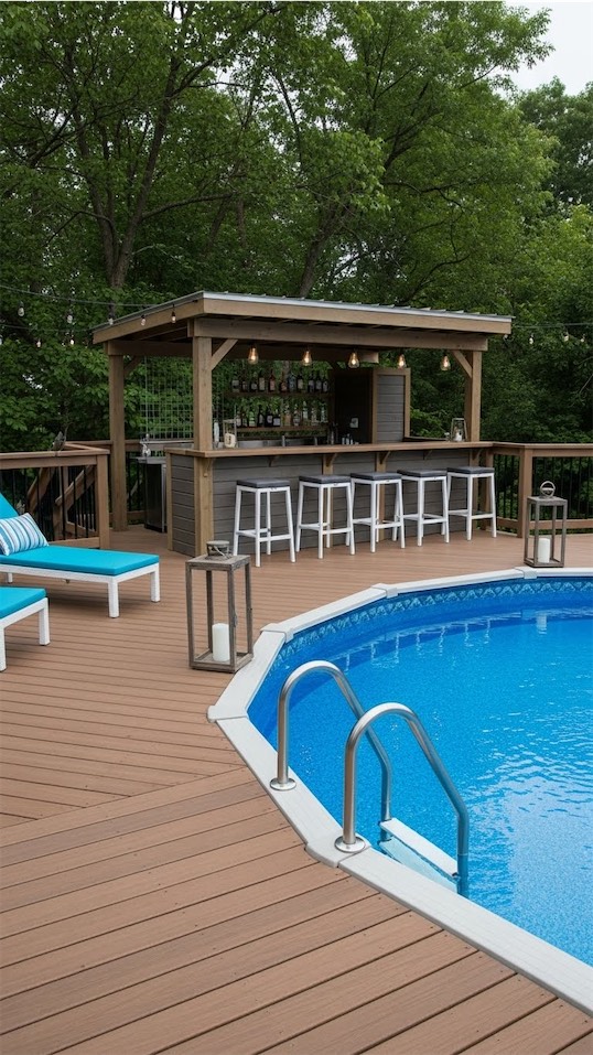 decking and poolside bar