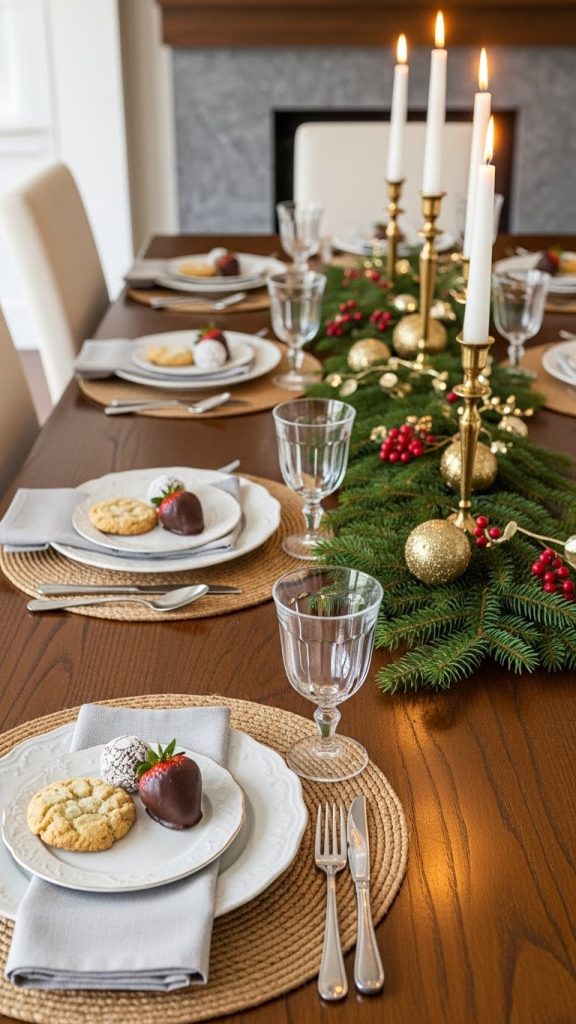 Mini dessert stations on a table for new year