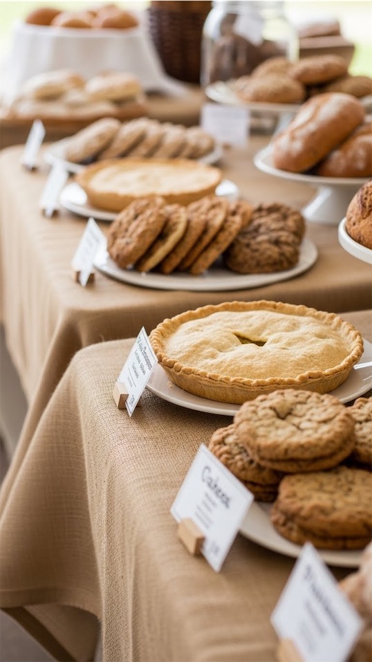 burlap table cloth on table