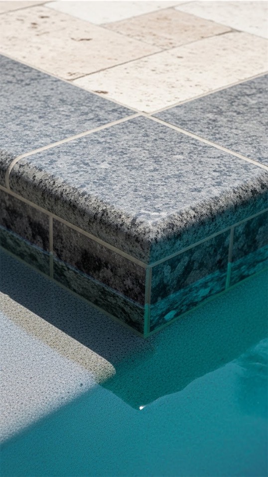 granite pool coping for a hardy pool edge
