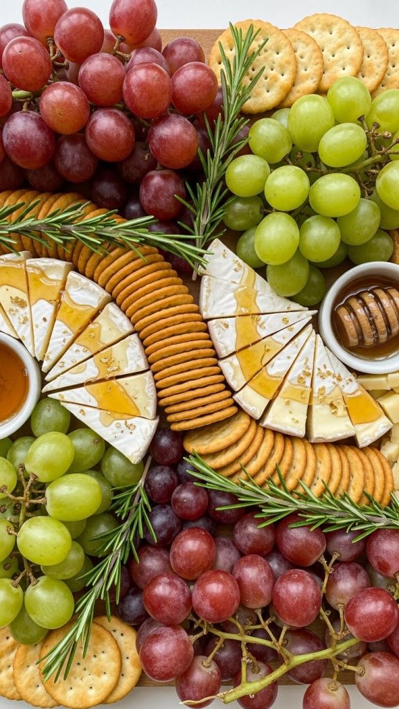 Classic cheese and grape New Year’s Eve Charcuterie Board