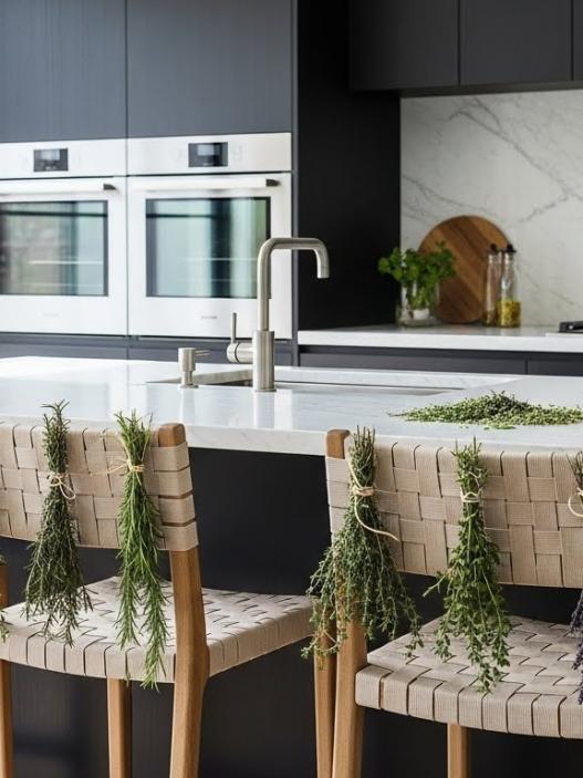 herbs back of chair kitchen