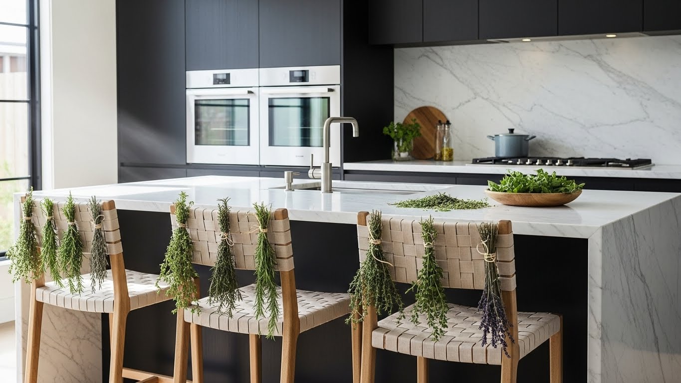 herbs back of chair kitchen