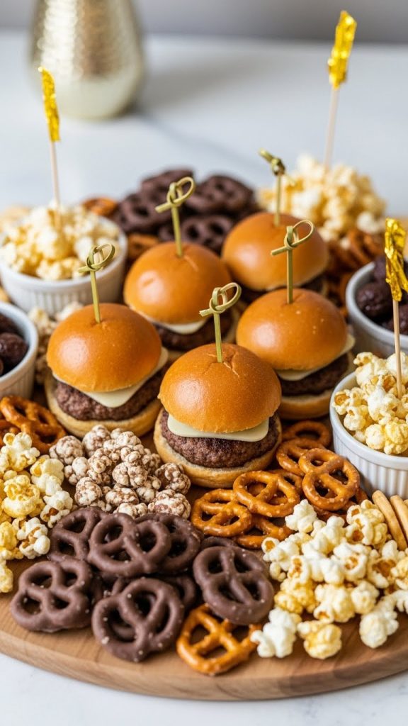 mini snack board sweet and savory using sliders and sweet treats