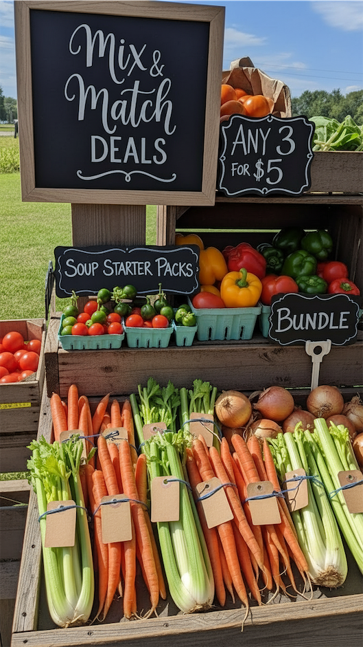mix and match soup starter kit on a farmers stand