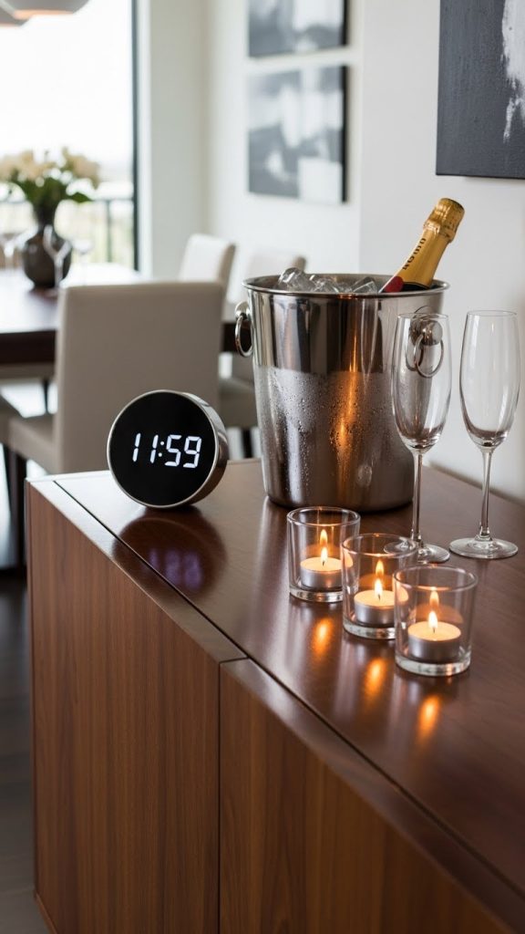 modern countdown corner in a modern dining room area for new year's eve