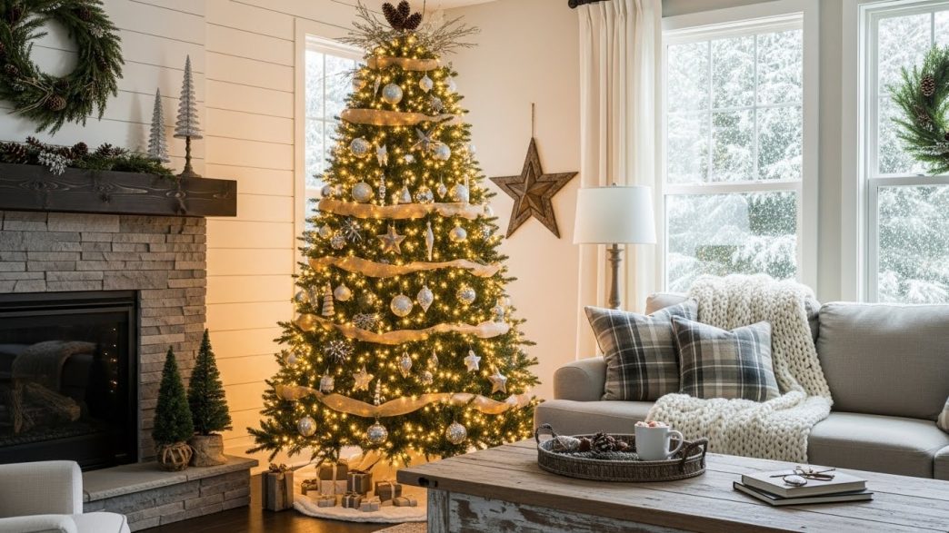 modern farmhouse christmas tree ideas