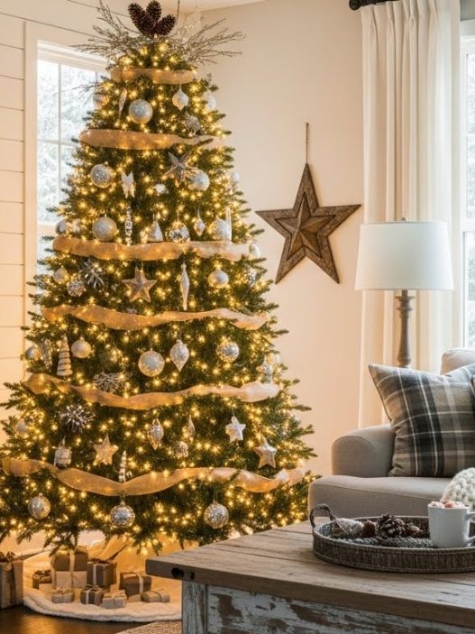 modern farmhouse christmas tree ideas
