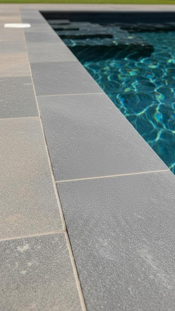 natural pool edge around the modern pool