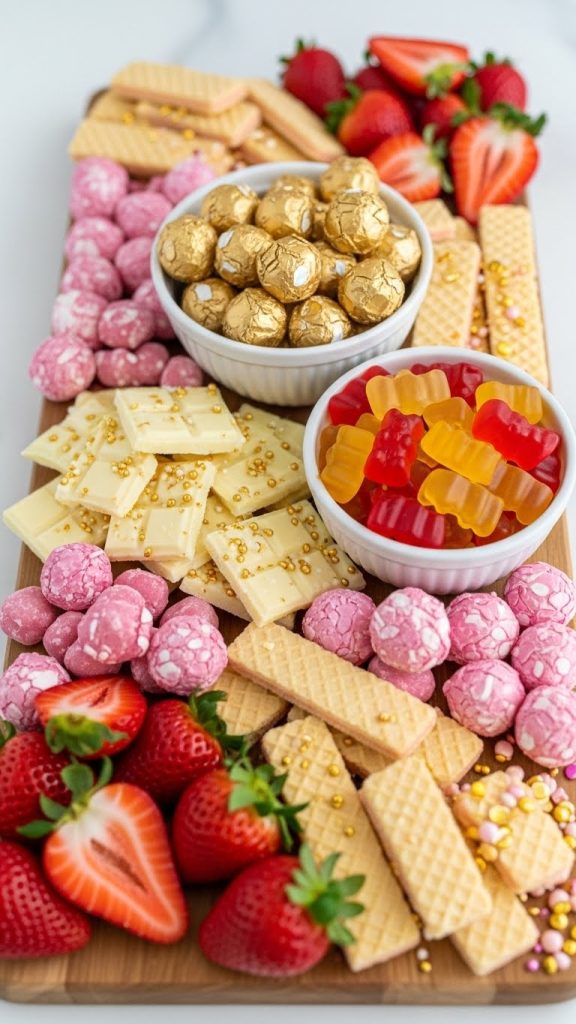 Pink and white charcuterie board