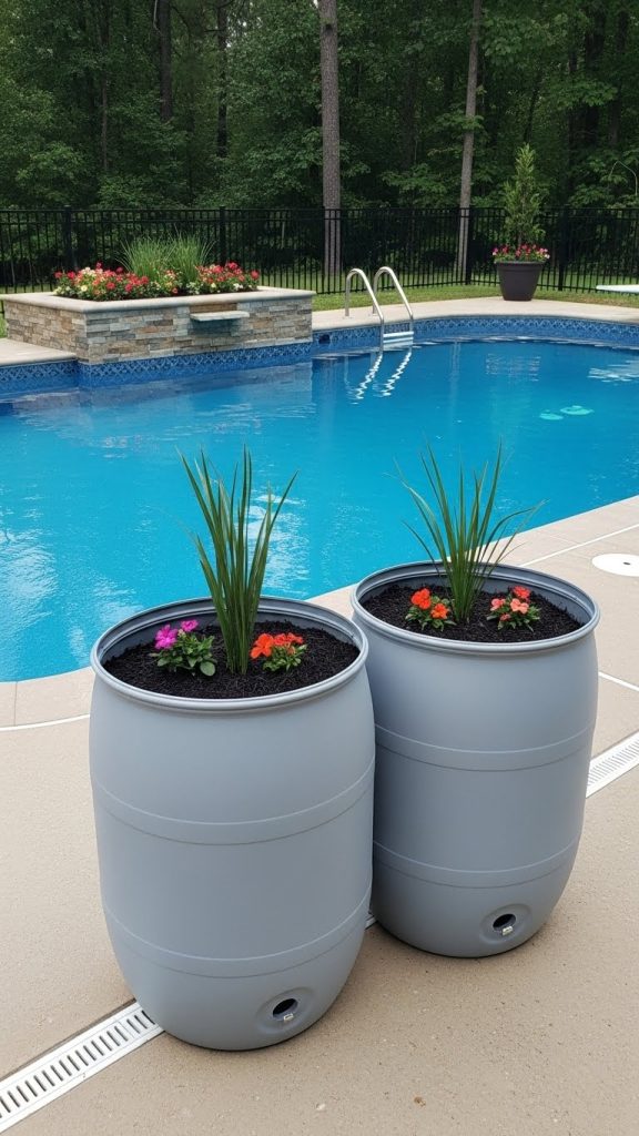 plastic tubs used as DIY planters