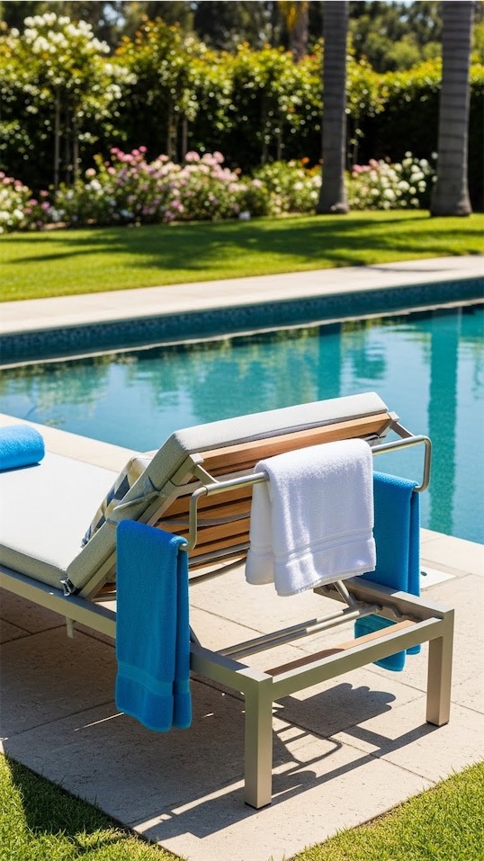 sun lounger holding towels