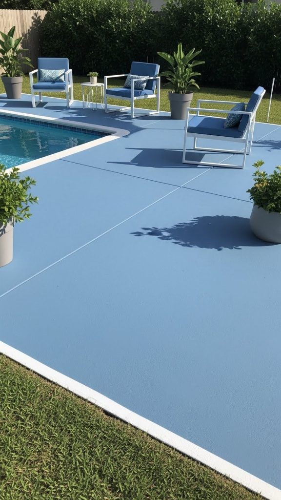 pool patio painted blue