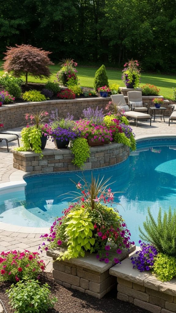 retaining walls with planters