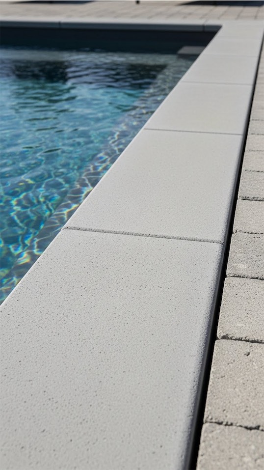 Precast pool edge for an easy pool finish