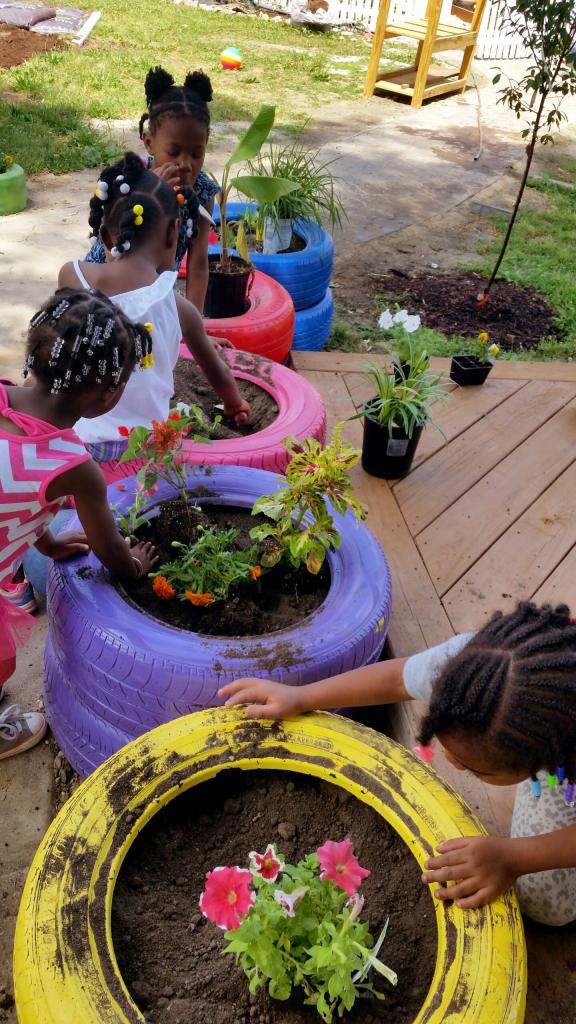 rainbow themed planters for kids