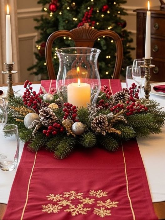 round dining table set for christmas