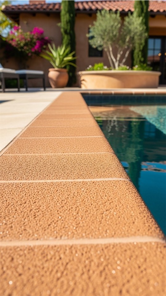 stucco finished pool edge for houses on a warm climate