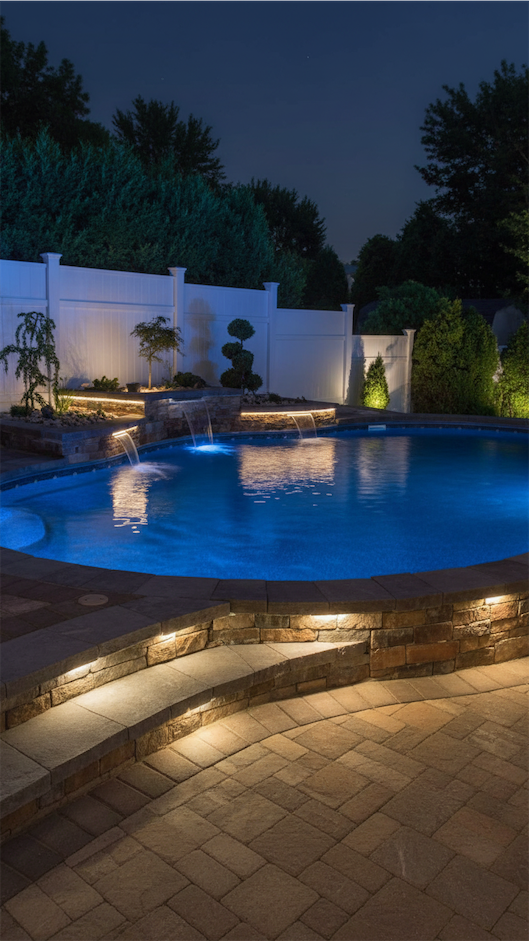sunken pool with ambiant LED lighting