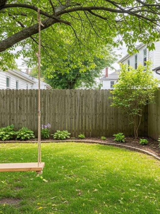 tree swing in the small garden