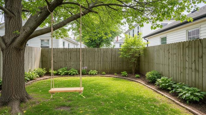 tree swing in the small garden