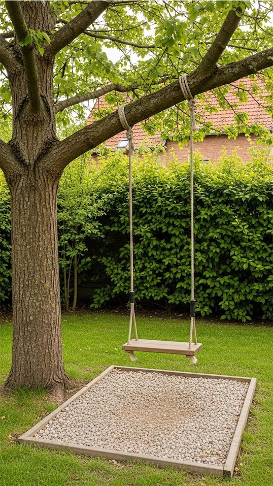 tree swing with a gravel base