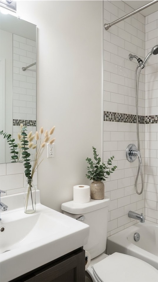 Dried grass decor in bathroom