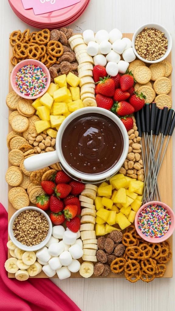 chocolate fondue Galentine's Charcuterie Board