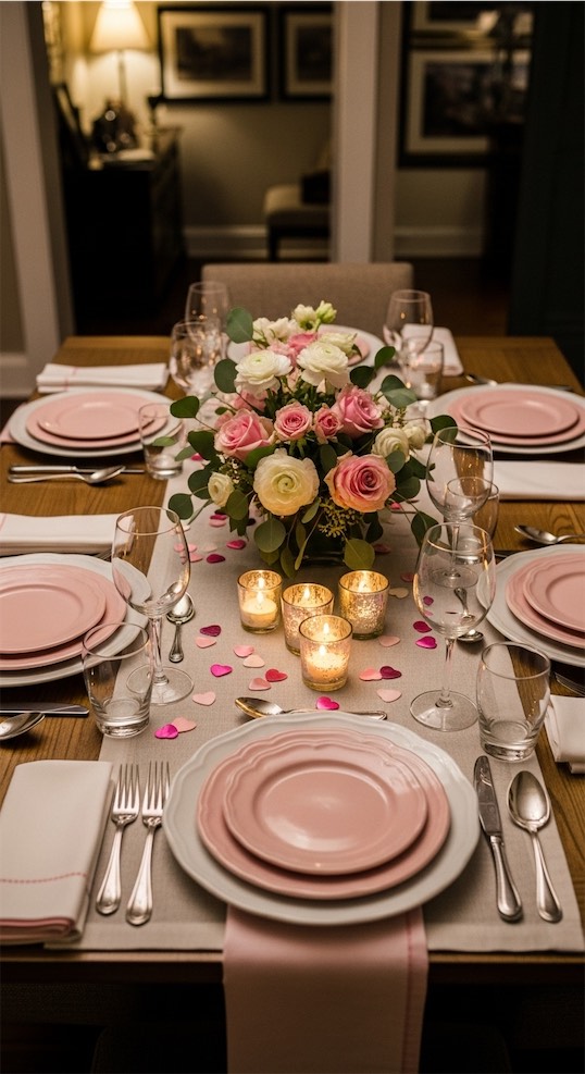 pink plates stacked on top of white plates