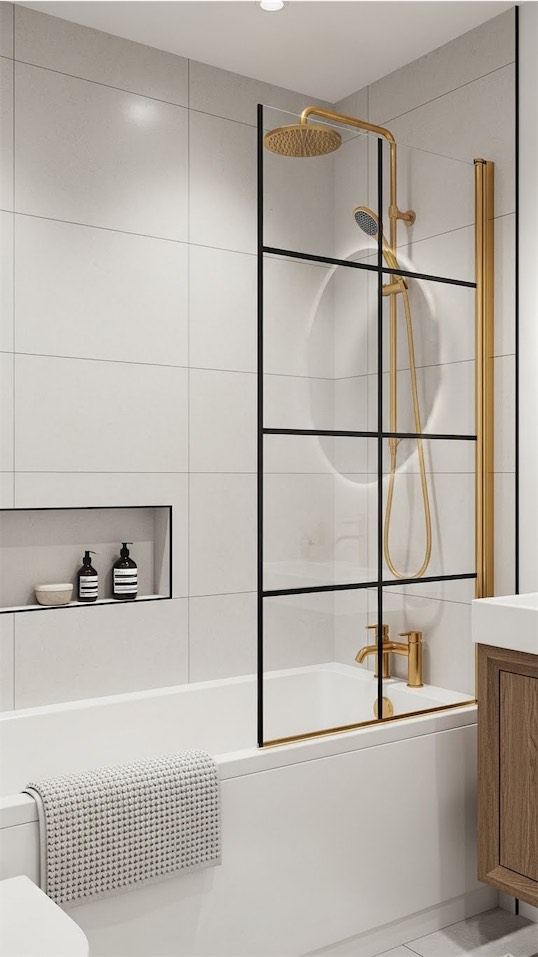 black framed shower curtain