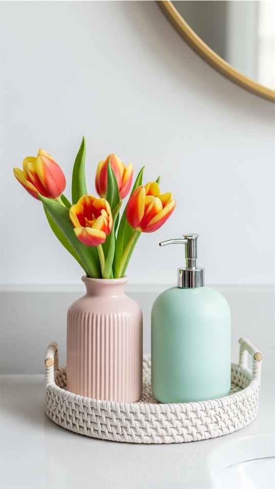 pastel soap dispensers for Spring Bathroom Counter Decor