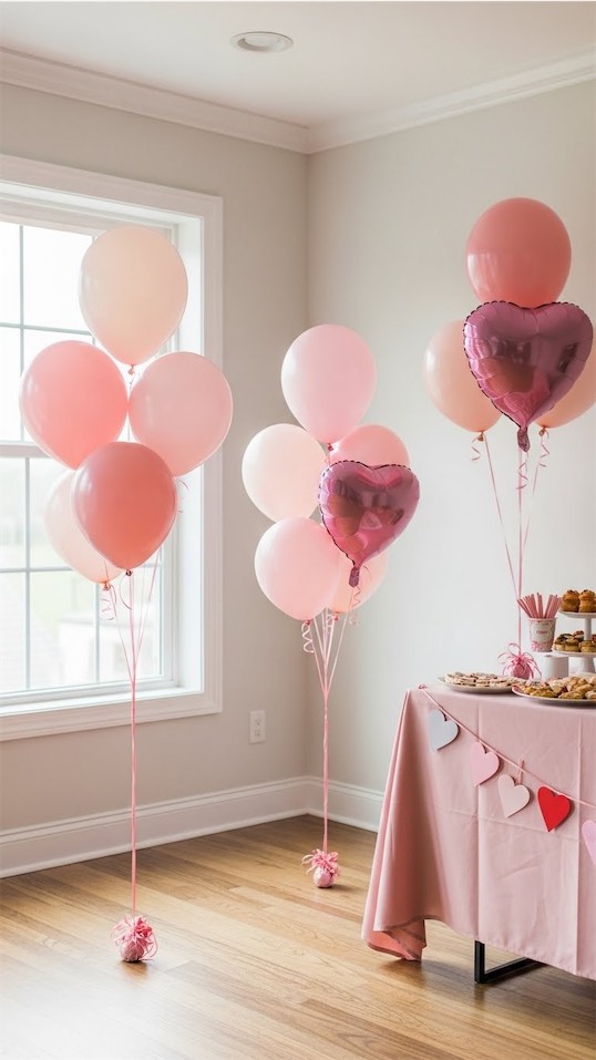 pink balloons as DIY Galentines Decor