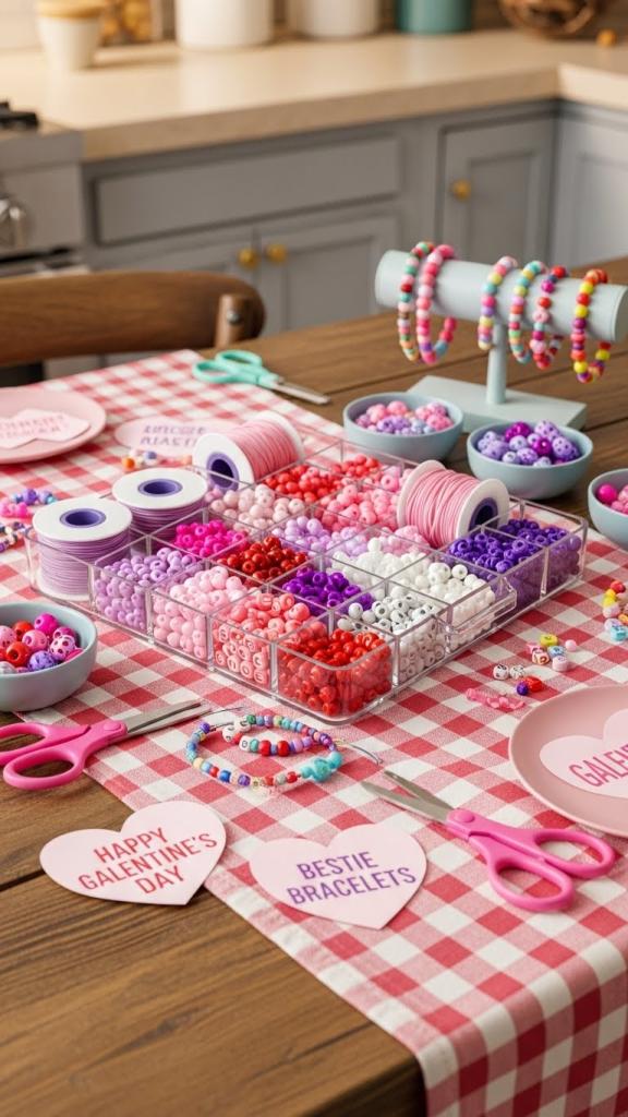 Galentines Party for Kids bead making station