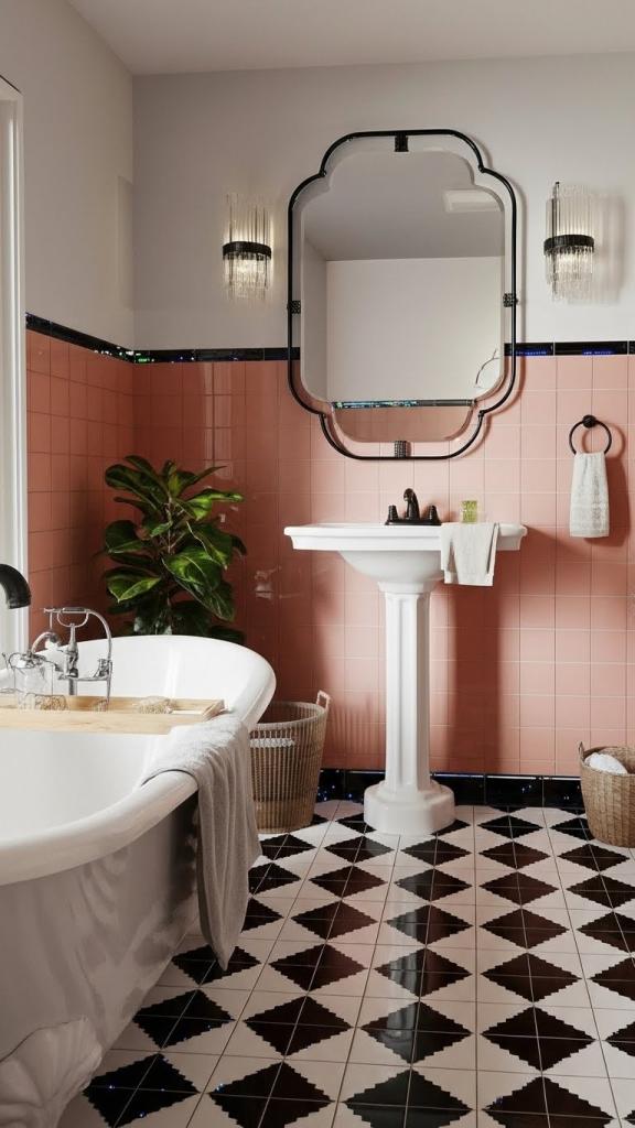 bold black bathroom floor tile