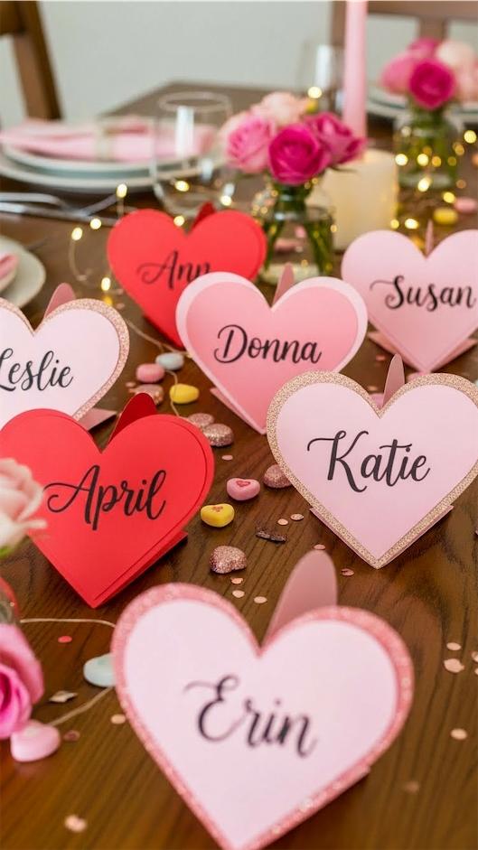 heart place settings DIY Galentines Decor