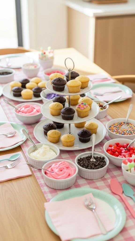 Galentines Party for Kids  cupcake making station