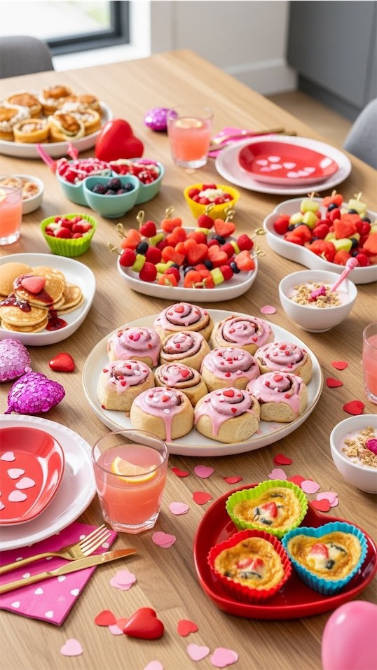 cinnamon rolls drizzled in pink icing 