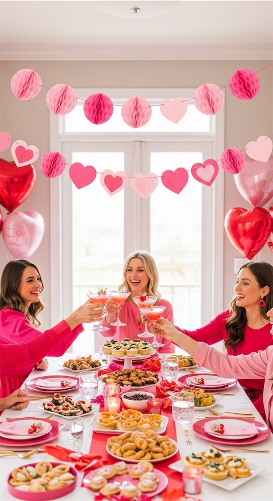 paper garland above dining table