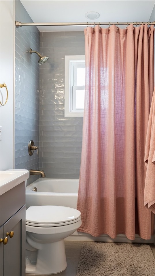 pink shower curtain
