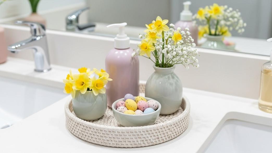 spring bathroom counter decor ideas